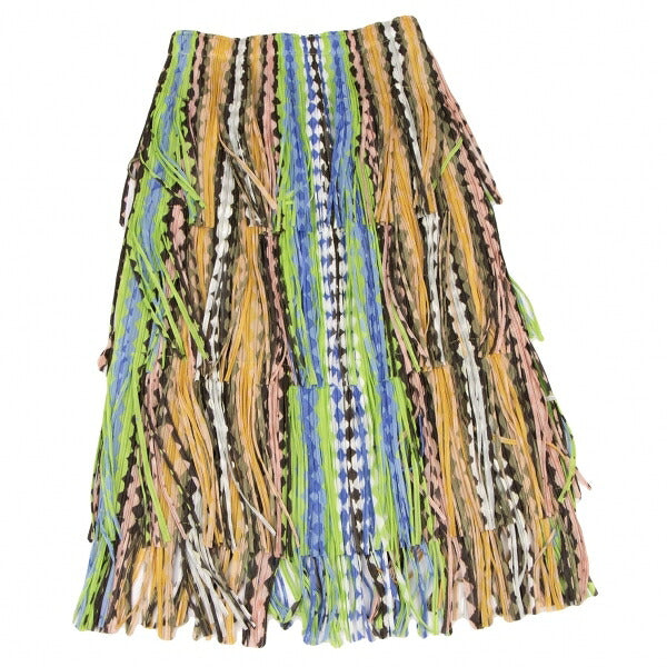 PLEATS PLEASE Polyester Colorful Fringe Skirt Multi Size 1