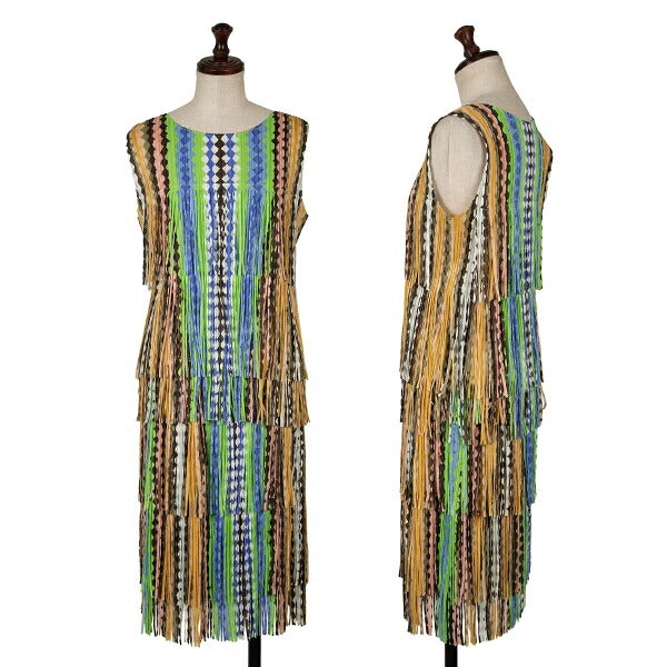 PLEATS PLEASE Polyester Colorful Fringe Skirt Multi Size 1