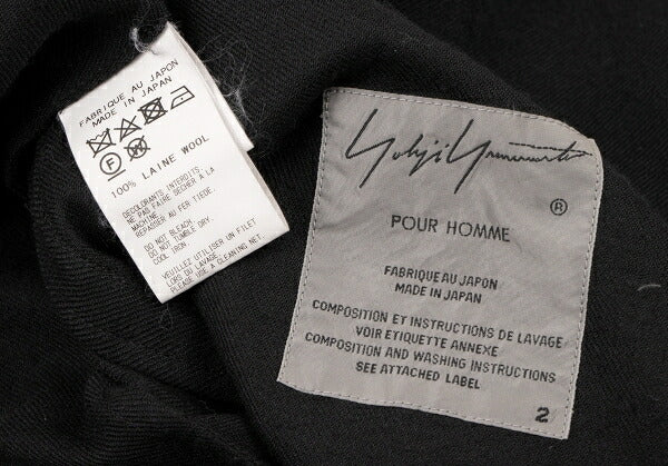 Yohji Yamamoto POUR HOMME 18AW Wool Coat Black Size 2