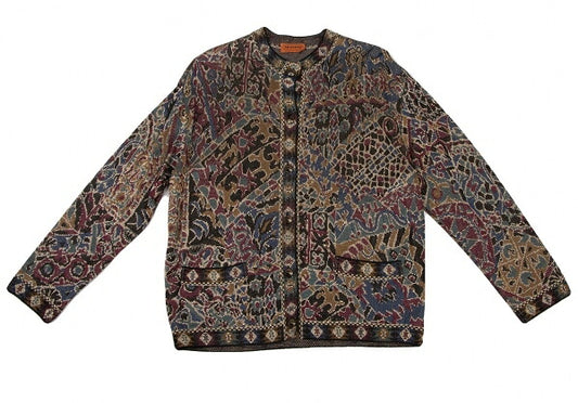 MISSONI Rayon Jacquard Lame Knit Cardigan Multi Size M
