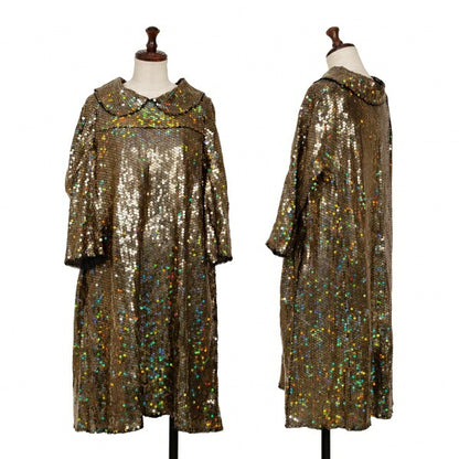 COMME des GARCONS All Sequin Round Collar Dress Gold Size S