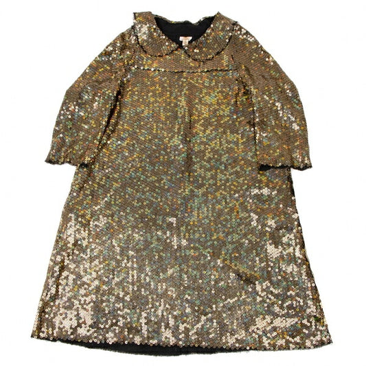 COMME des GARCONS All Sequin Round Collar Dress Gold Size S