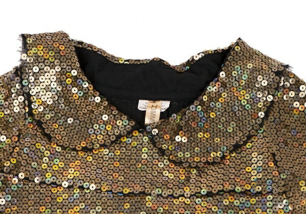 COMME des GARCONS All Sequin Round Collar Dress Gold Size S