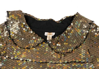 COMME des GARCONS All Sequin Round Collar Dress Gold Size S