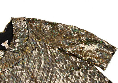 COMME des GARCONS All Sequin Round Collar Dress Gold Size S