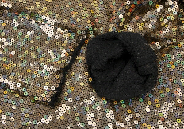 COMME des GARCONS All Sequin Round Collar Dress Gold Size S