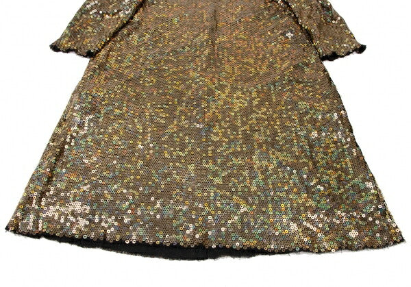 COMME des GARCONS All Sequin Round Collar Dress Gold Size S