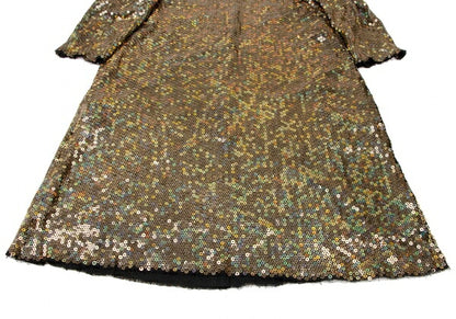 COMME des GARCONS All Sequin Round Collar Dress Gold Size S