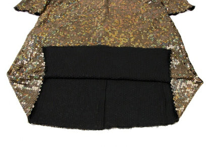 COMME des GARCONS All Sequin Round Collar Dress Gold Size S
