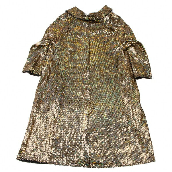 COMME des GARCONS All Sequin Round Collar Dress Gold Size S