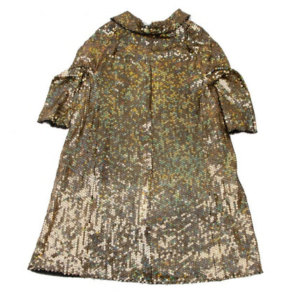 COMME des GARCONS All Sequin Round Collar Dress Gold Size S
