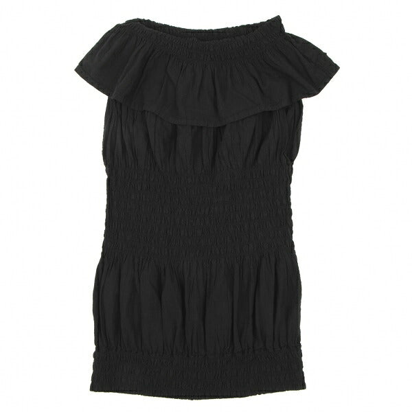 ISSEY MIYAKE me Cotton Frill Neck Tank Top Black Size F