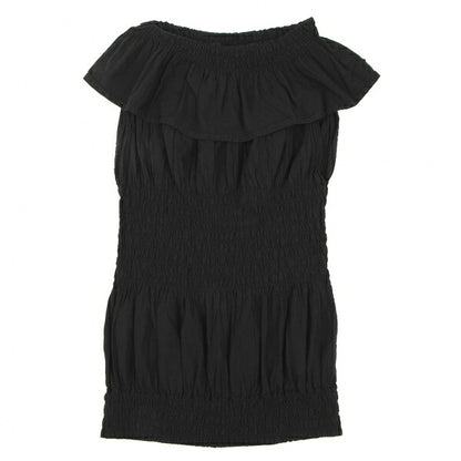 ISSEY MIYAKE me Cotton Frill Neck Tank Top Black Size F
