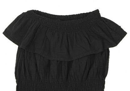 ISSEY MIYAKE me Cotton Frill Neck Tank Top Black Size F