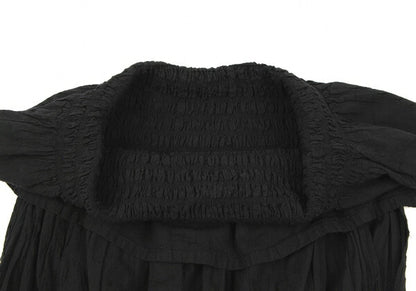 ISSEY MIYAKE me Cotton Frill Neck Tank Top Black Size F