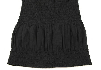 ISSEY MIYAKE me Cotton Frill Neck Tank Top Black Size F