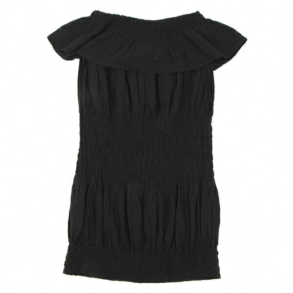 ISSEY MIYAKE me Cotton Frill Neck Tank Top Black Size F