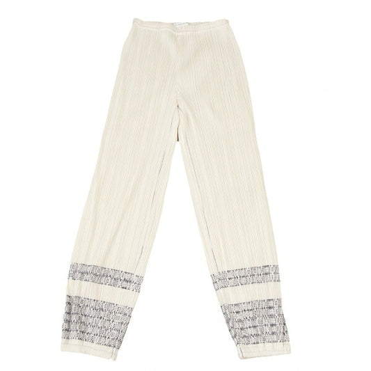 PLEATS PLEASE Native Print Cuffed Ivory/Dark Green Pants Size 1