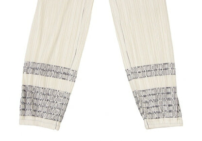 PLEATS PLEASE Native Print Cuffed Ivory/Dark Green Pants Size 1