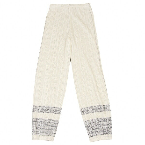 PLEATS PLEASE Native Print Cuffed Ivory/Dark Green Pants Size 1