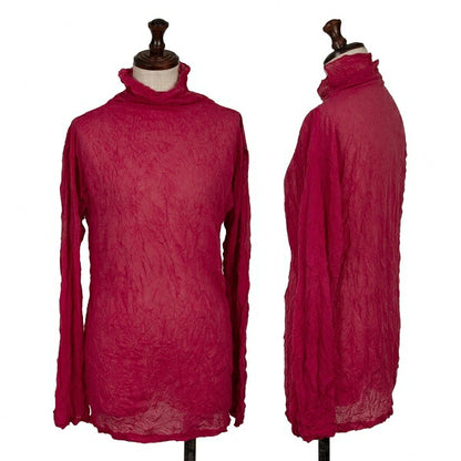 ISSEY MIYAKE Wrinkled High Neck Long Sleeve Pink Size M