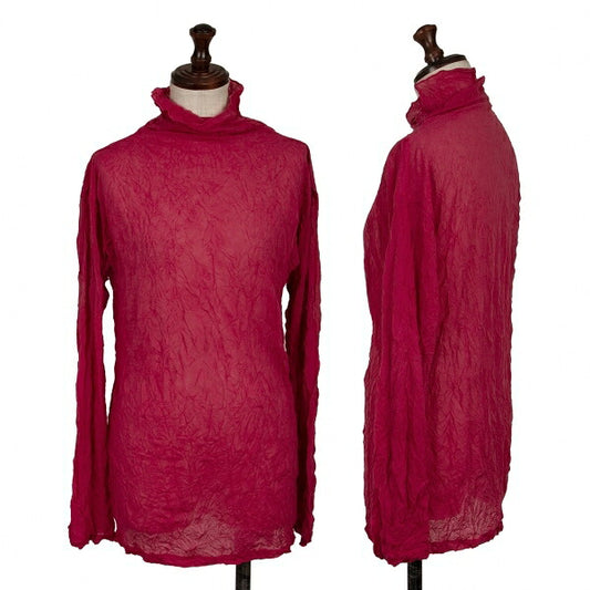 ISSEY MIYAKE Wrinkled High Neck Long Sleeve Pink Size M