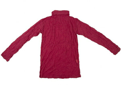 ISSEY MIYAKE Wrinkled High Neck Long Sleeve Pink Size M