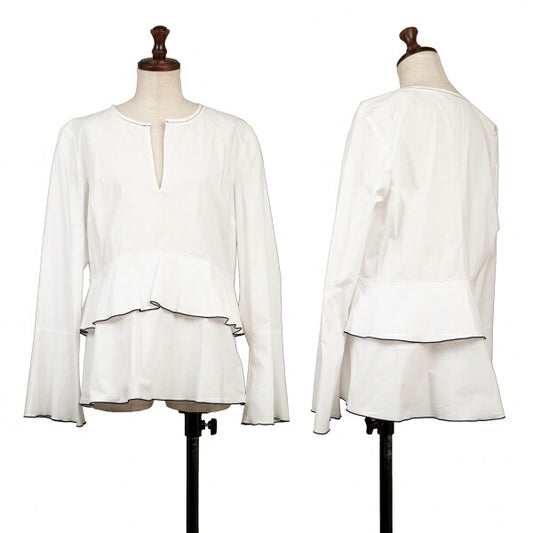 DOROTHEE SCHUMACHER Trim Piping Frill White Black Blouse Size 3