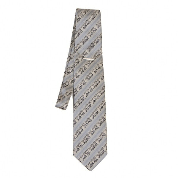 Jean Paul GAULTIER HOMME Gray Silk Chain Logo Jacquard Tie