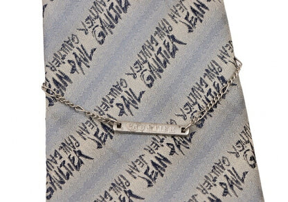 Jean Paul GAULTIER HOMME Gray Silk Chain Logo Jacquard Tie