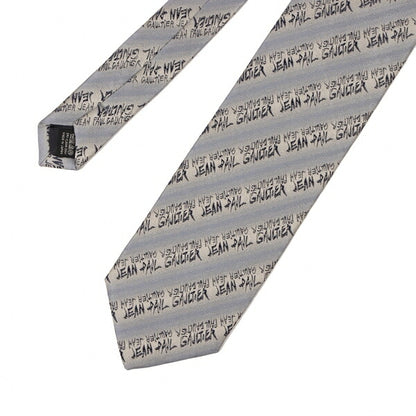 Jean Paul GAULTIER HOMME Gray Silk Chain Logo Jacquard Tie