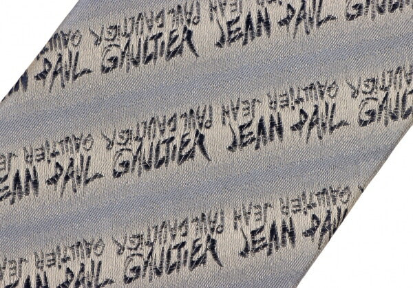 Jean Paul GAULTIER HOMME Gray Silk Chain Logo Jacquard Tie