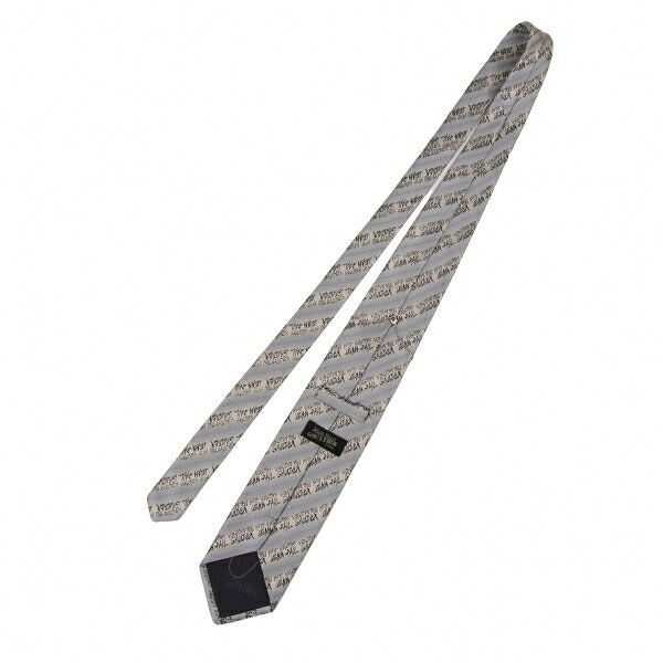 Jean Paul GAULTIER HOMME Gray Silk Chain Logo Jacquard Tie