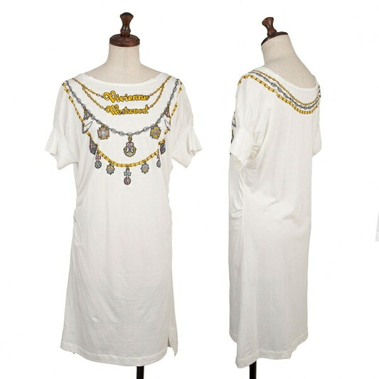 Vivienne Westwood Red Label Jewelry Print Tunic White Blouse Size 1