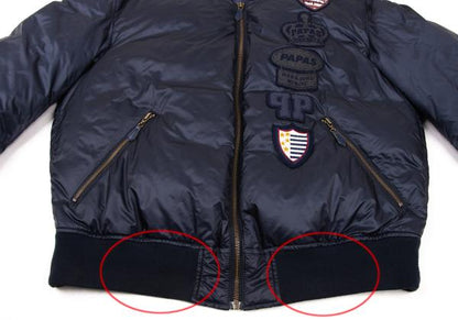 Papas Nylon Back Logo Zip Down Jacket Navy Size 46S