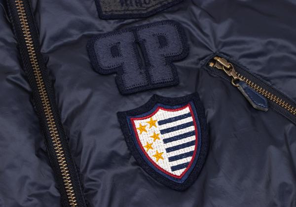 Papas Nylon Back Logo Zip Down Jacket Navy Size 46S