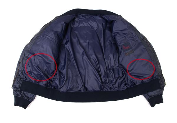 Papas Nylon Back Logo Zip Down Jacket Navy Size 46S