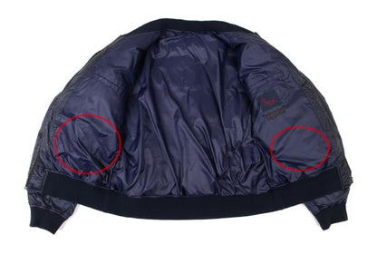 Papas Nylon Back Logo Zip Down Jacket Navy Size 46S