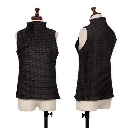 ISSEY MIYAKE Slanted Box Pleat Sleeveless Top Black Size 3
