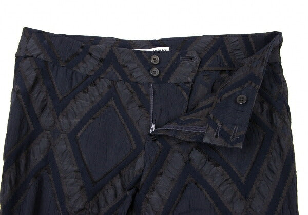 ISSEY MIYAKE Diamond Pattern Nylon Poly Navy Gray Pants Size 2