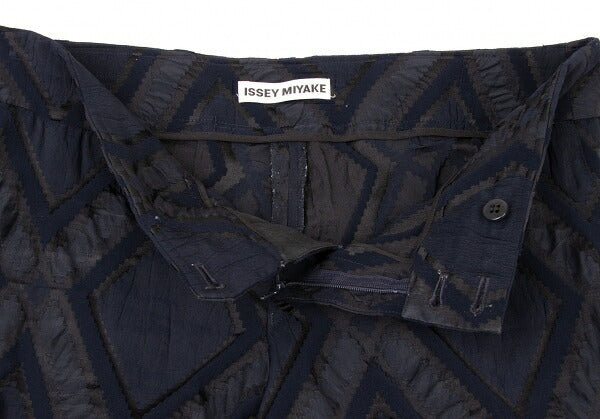 ISSEY MIYAKE Diamond Pattern Nylon Poly Navy Gray Pants Size 2