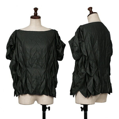 ISSEY MIYAKE FETE Pleated Boat Neck Tank Top Black Size 2