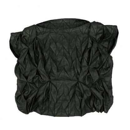 ISSEY MIYAKE FETE Pleated Boat Neck Tank Top Black Size 2