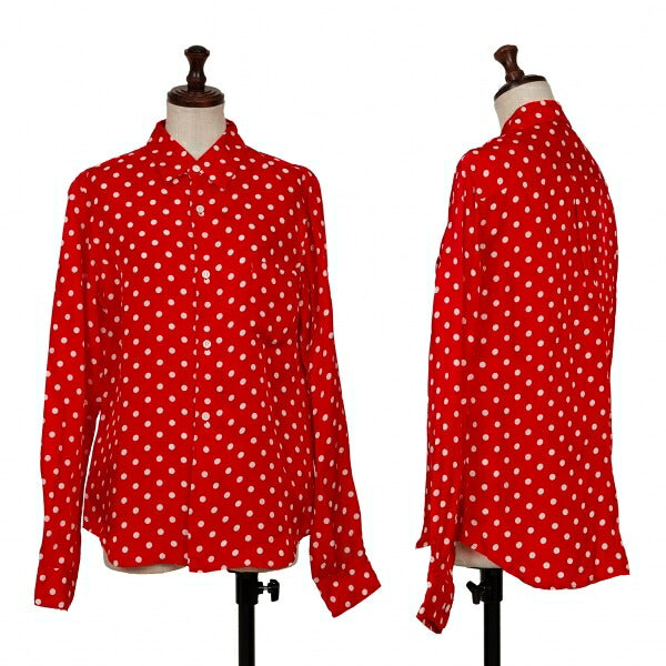 COMME des GARCONS Cupro Dot Print Shirt Red/White Size S