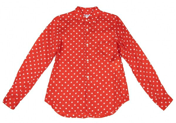 COMME des GARCONS Cupro Dot Print Shirt Red/White Size S