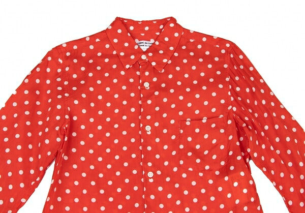 COMME des GARCONS Cupro Dot Print Shirt Red/White Size S