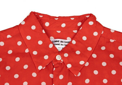 COMME des GARCONS Cupro Dot Print Shirt Red/White Size S