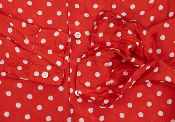 COMME des GARCONS Cupro Dot Print Shirt Red/White Size S