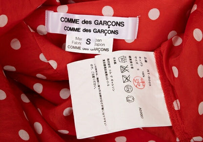 COMME des GARCONS Cupro Dot Print Shirt Red/White Size S