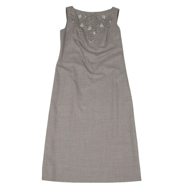 YOSHIE INABA Beaded Sleeveless Dress Gray Size 9